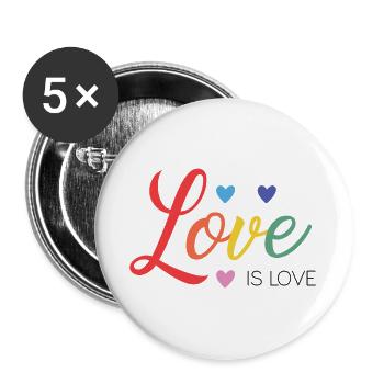 LGBT-Pride-Monat – Liebe ist Liebe - Buttons groß 56 mm (5er Pack) - Weiß - Vorne
