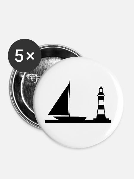 Segeln - Buttons groß 56 mm (5er Pack) - Weiß