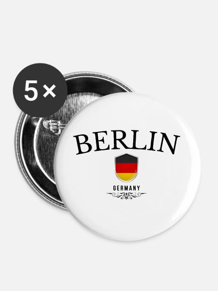 Berliner Souvenir, elegantes Design Berlin - Buttons groß 56 mm (5er Pack) - Weiß