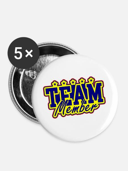 Team Mitglied - Buttons groß 56 mm (5er Pack) - Weiß