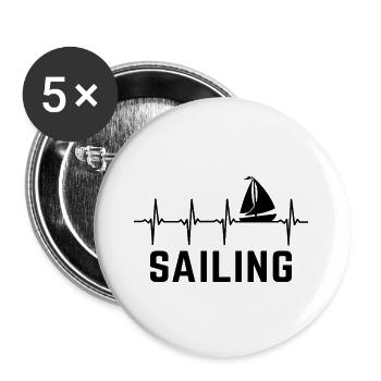 Segelherzschlag-Segelboot Segelboot Segelboot Segelboot - Buttons groß 56 mm (5er Pack) - Weiß - Vorne