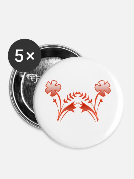 Blumen - Buttons groß 56 mm (5er Pack) - Weiß