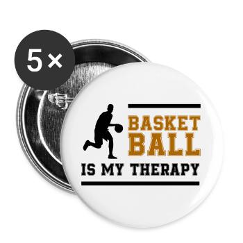 Lettrage rétro du basket-ball - Lot de 5 grands badges (56 mm) - blanc - Devant