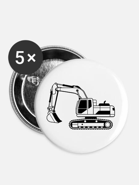 Bagger - Buttons groß 56 mm (5er Pack) - Weiß