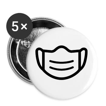 Maske - Buttons groß 56 mm (5er Pack) - Weiß - Vorne