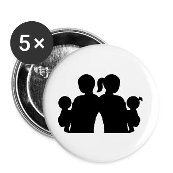 Silhouette familiale Les parents Enfants aiment ensemble - Lot de 5 grands badges (56 mm) - blanc - Devant