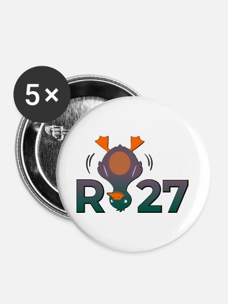 Rentnergeschenke Rente 2027 - Buttons groß 56 mm (5er Pack) - Weiß