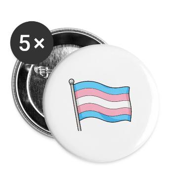 Transgender Flag Pastellwelle - Buttons groß 56 mm (5er Pack) - Weiß - Vorne