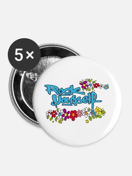 Rock Yourself - Buttons groß 56 mm (5er Pack) - Weiß