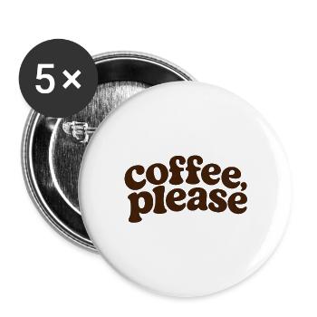 Coffee please Retro Lettering - Buttons large 2.2''/56 mm (5-pack) - white - Front