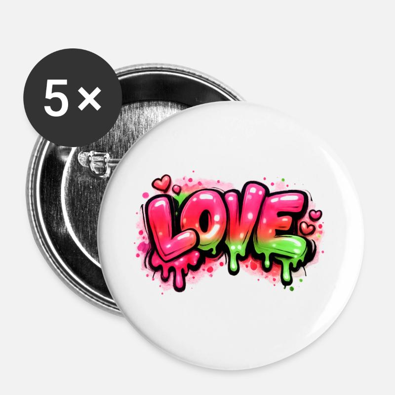 Love - Buttons large 2.2''/56 mm (5-pack) - white