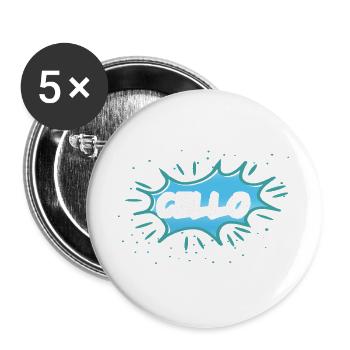Geschenk Cello - Buttons groß 56 mm (5er Pack) - Weiß - Vorne