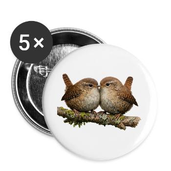 Wrens on Stem - Buttons large 2.2''/56 mm (5-pack) - white - Front