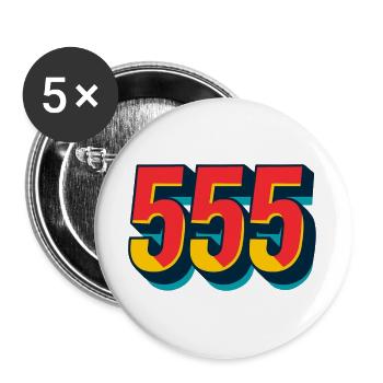 555 - HAHAHA Schriftzug Retro Style - Buttons groß 56 mm (5er Pack) - Weiß - Vorne