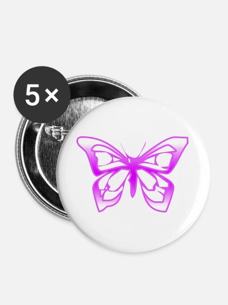 Schmetterling - Buttons groß 56 mm (5er Pack) - Weiß