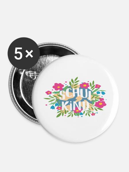 Schulkind - Buttons groß 56 mm (5er Pack) - Weiß