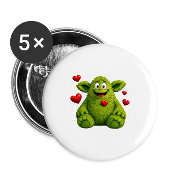 Monster - Buttons groß 56 mm (5er Pack) - Weiß - Vorne