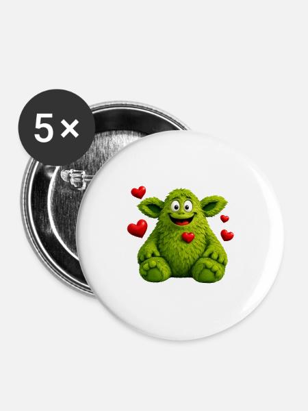 Monster - Buttons groß 56 mm (5er Pack) - Weiß