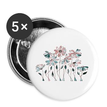 Blumen - Buttons groß 56 mm (5er Pack) - Weiß - Vorne