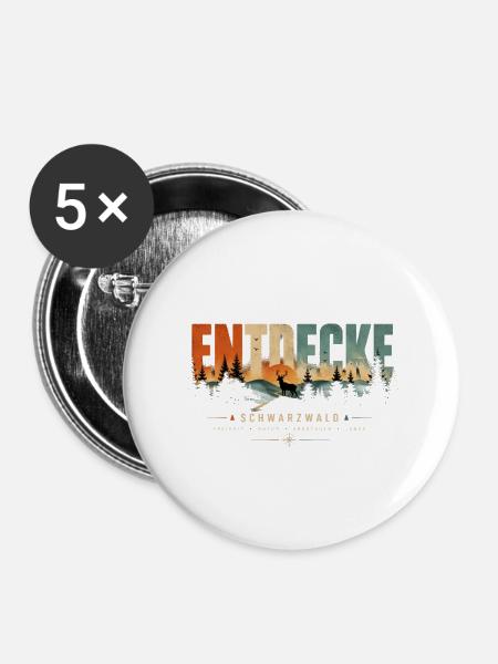 Entdecke Schwarzwald Landschaft - Buttons groß 56 mm (5er Pack) - Weiß