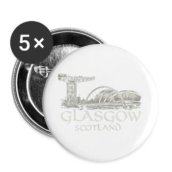 Glasgow Skyline-Emblem - Buttons groß 56 mm (5er Pack) - Weiß - Vorne