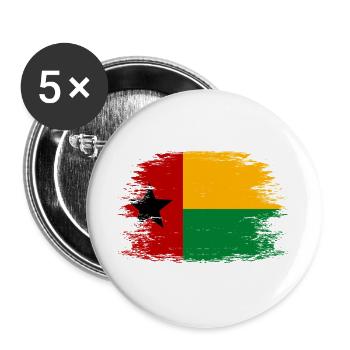 Guinea_Bissau_Flagge_used - Buttons groß 56 mm (5er Pack) - Weiß - Vorne