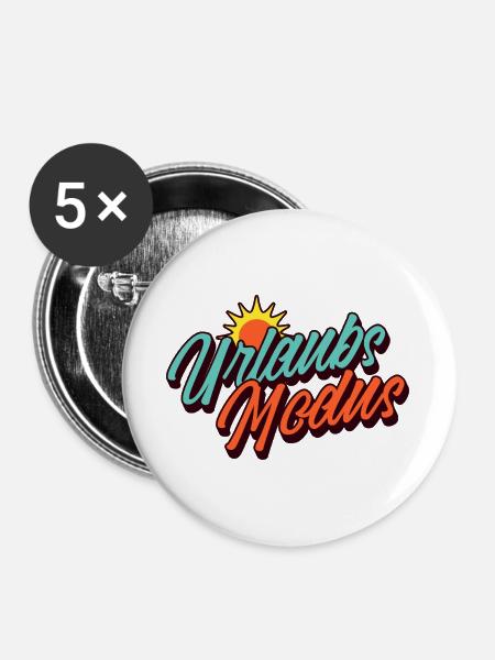 Urlaubsmodus Retro Sommer Sonne Design - Buttons groß 56 mm (5er Pack) - Weiß
