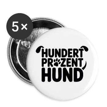 Hundertprozent Hund Typo Pfoten - Buttons groß 56 mm (5er Pack) - Weiß - Vorne