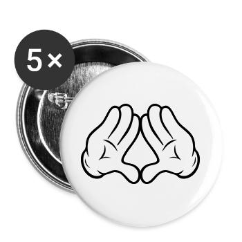 Mains style comique Pyramide Triangle Diamond Diamond - Lot de 5 grands badges (56 mm) - blanc - Devant