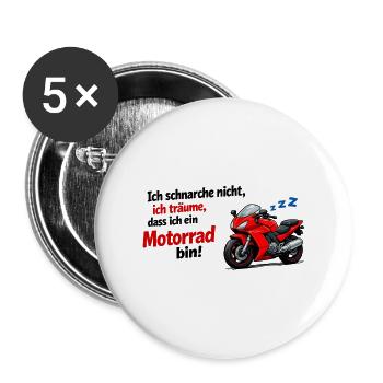 Ich träume Motorrad - Buttons groß 56 mm (5er Pack) - Weiß - Vorne