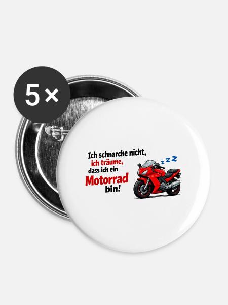 Ich träume Motorrad - Buttons groß 56 mm (5er Pack) - Weiß
