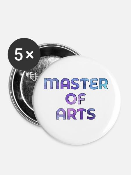 Abschluss Studium Master of Arts - Buttons groß 56 mm (5er Pack) - Weiß
