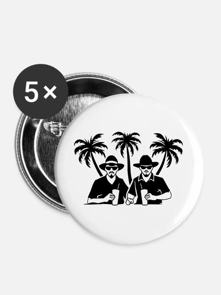 Urlaub Team Strand Silhouette - Buttons groß 56 mm (5er Pack) - Weiß