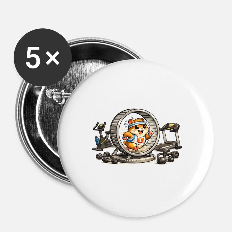 Hamster Athlete on a Wheel - Buttons large 2.2''/56 mm (5-pack) - white