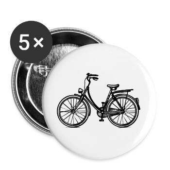 Holland-Fahrrad - Illustration - Buttons groß 56 mm (5er Pack) - Weiß - Vorne