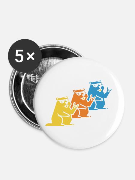 Murmeltier Sonnenbrille Rock On - Buttons groß 56 mm (5er Pack) - Weiß