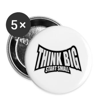 Pensez Grand, Commence, Petit, Motivation, Mentalité, Évolution. - Lot de 5 grands badges (56 mm) - blanc - Devant
