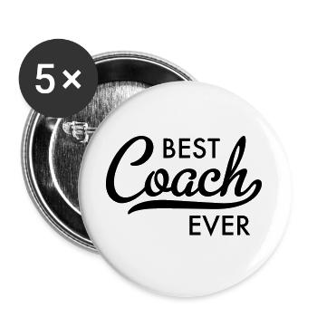 Bester Trainer aller Zeiten in der Typografie - Buttons groß 56 mm (5er Pack) - Weiß - Vorne