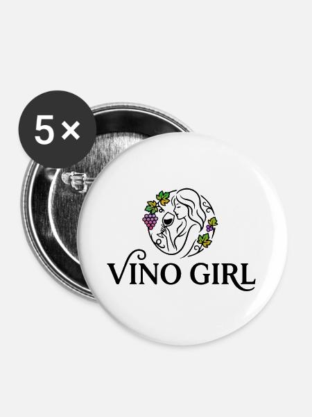 Vino girl - Buttons groß 56 mm (5er Pack) - Weiß