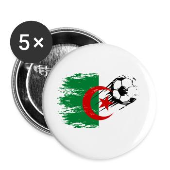 Algerien Flagge Fußball used - Buttons groß 56 mm (5er Pack) - Weiß - Vorne