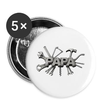 Papa Outils Fusion - Lot de 5 grands badges (56 mm) - blanc - Devant