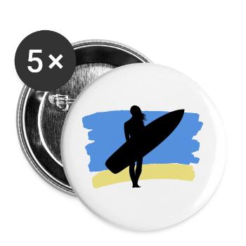 Beach Vibes – Surfer Girl - Buttons large 2.2''/56 mm (5-pack) - white - Front
