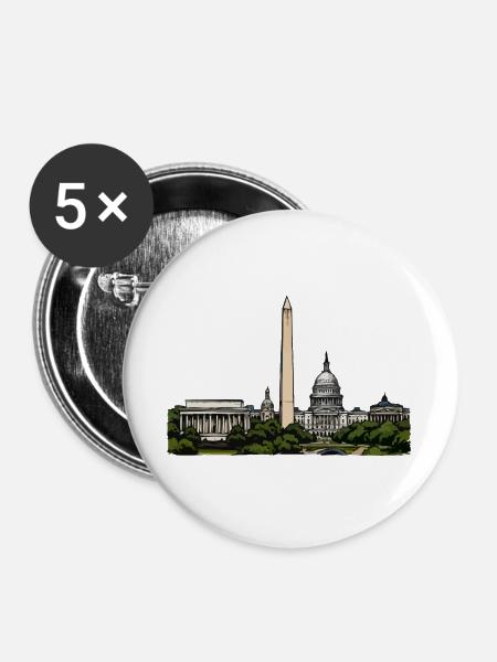 Washington Skyline Motiv - Buttons groß 56 mm (5er Pack) - Weiß