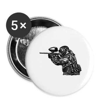 Conception de sniper tactique de paintball - Lot de 5 grands badges (56 mm) - blanc - Devant