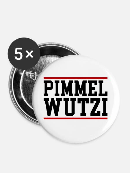 Pimmel Wutzi - Buttons groß 56 mm (5er Pack) - Weiß