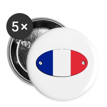 Oval flag France emblem.  France - Buttons large 2.2''/56 mm (5-pack) - white - Front