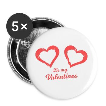 Be my Valentines Herzbrush - Buttons groß 56 mm (5er Pack) - Weiß - Vorne