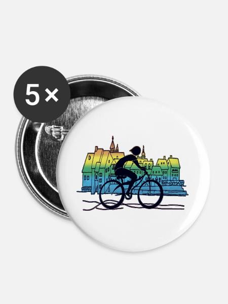 Radfahrer - Buttons groß 56 mm (5er Pack) - Weiß