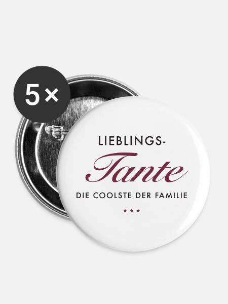 LieblingsTante Eleganz - Buttons groß 56 mm (5er Pack) - Weiß