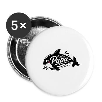 Bester Papa Logo mit Herzchen - Buttons groß 56 mm (5er Pack) - Weiß - Vorne